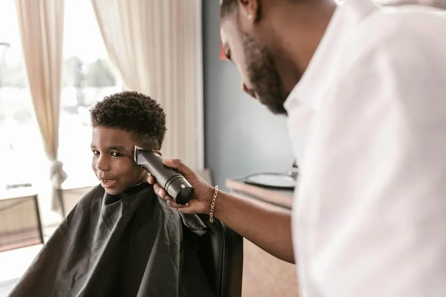 Barber giving a client a haircut